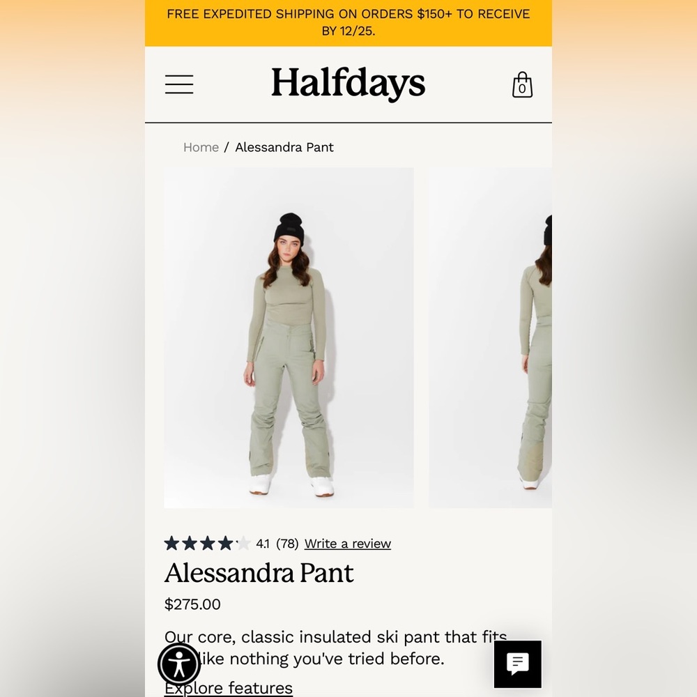 Halfdays Snow Gear “Alessandra” Ski/Snowboard Pant in Sage - Picture 3 of 7